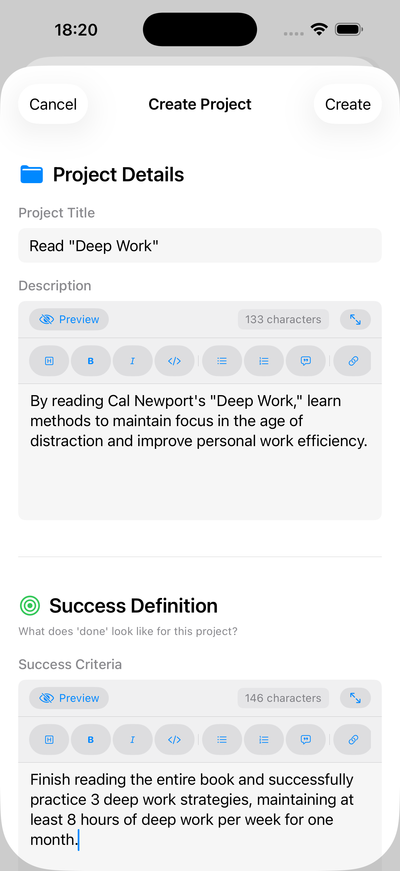 Clarify as Project - Update Description and Success Criteria